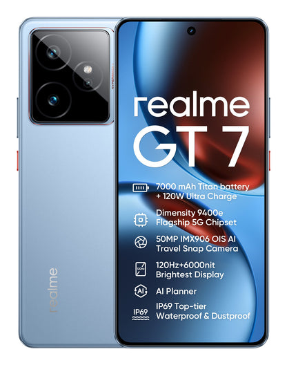realme GT 7 17,2 cm (6.78") Dubbla SIM-kort Android 15 5G USB Type-C 12 GB 512 GB 7000 mAh Blå